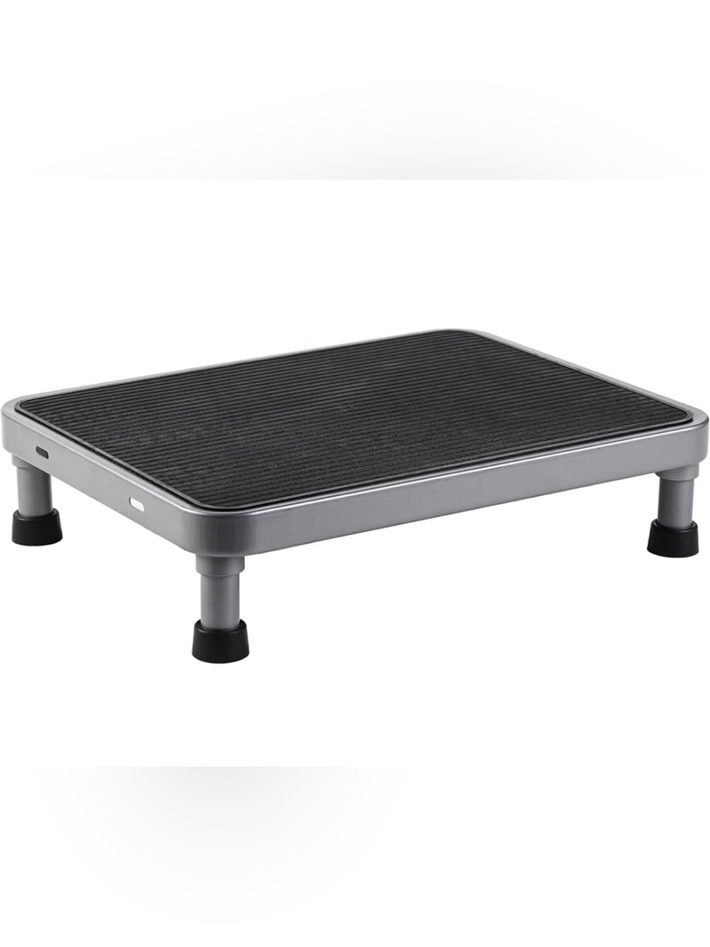 Black & Silver Low Step Stool for Adults - Non-Slip Portable Footrest